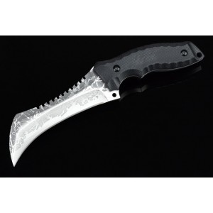7Cr17 Stainless Steel G10 Handle Acid-etched Pattern Finish Tactical Knife