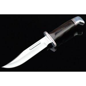440 Stainless Steel Blade Aluminum Wooden Handle Hunting Knife