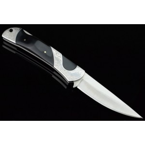 3Cr13 Stainless Steel Metal Bolster With Resin Inlay Handle Pocket Knife 3044