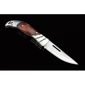 3Cr13 Stainless Steel Metal Bolster With Hardwood Inlay Handle Pocket Knife 3054