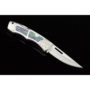 3CR13 Stainless Steel Metal Bolster With Shell Inlay Handle Back Lock Pocket Knife3056