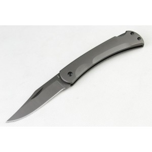 All Stainless Steel Black Gray Titanium Finish Back Lock Pocket Knife3008