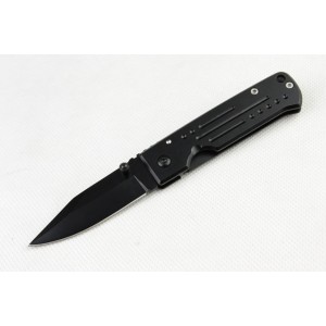 All Stainless Steel Black  Finish Liner Lock Pocket Knife3070