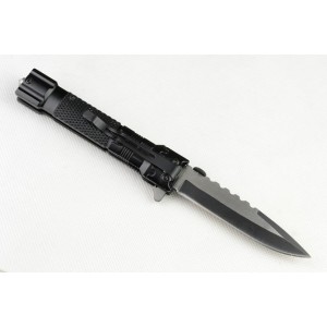 440 Stainless Steel Blade Aluminum Handle Black Finish Spring Assisted Pocket Knife3072