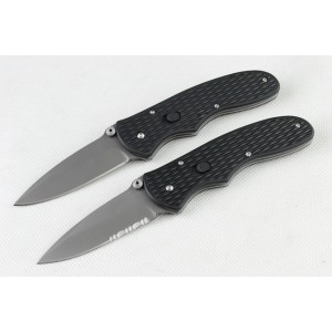 Stainless Steel Grid Textured Plastic Handle Spring Assisted Liner Lock Camping Pocket Knife3100
