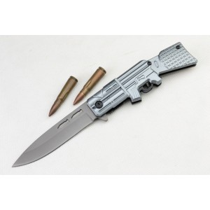 AK-47 440 Stainless Steel Blade Aluminum Handle Gray Titanium Finish Quick-opening Pocket Knife3144