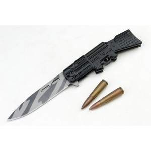 AK-47 440 Stainless Steel Blade Aluminum Handle Camo Finish Quick-opening Pocket Knife3145