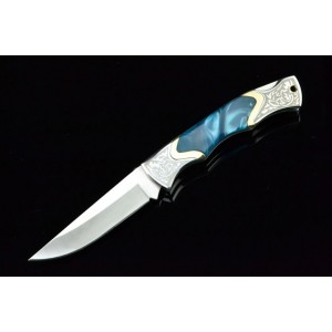 3Cr13 Stainless Steel Metal Bolster With Imitation Shell Handle Folding Blade Knife 3333