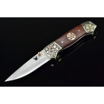 3424 damascus steel pocket knife-rosewood handle