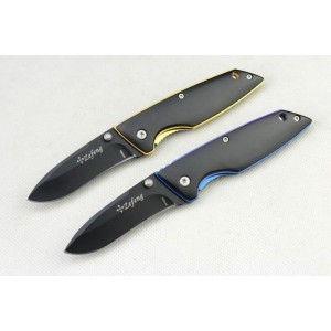 7Cr17Mov Steel Blade Metal Bolster Titanium Coating Black Finish Liner Lock Pocket Knife3604