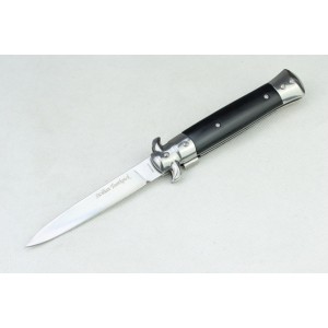 440 Stainless Steel Blade Black Wood Handle Mirror Finish Liner Lock Pocket Knife3606