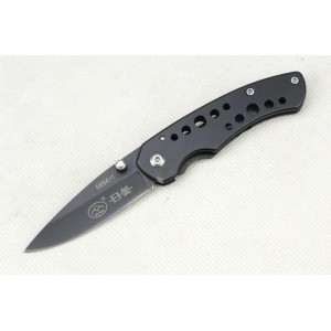 440C Stainless Steel Blade Metal Handle Black Finish Liner Lock Pocket Knife3611