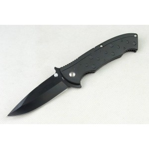 440C Stainless Steel Blade Metal Handle Black Finish Liner Lock Pocket Knife3613