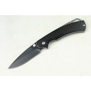 440C Stainless Steel Blade Metal Handle Black Finish Liner Lock Pocket Knife3615