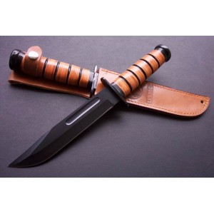 440 Stainless Steel Blade Tied Leather Handle Black Finish Tactical Knife with Leather Sheath0246