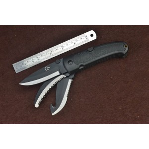 3Cr13Mov Steel Blade ABS Handle Black Finish Back Lock Pocket Knife5178