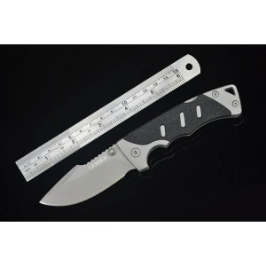 GB.440C Stainless Steel Blade Rubber Handle Titanium Finsih Back Lock Pocket Knife5169