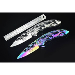 MTech.440C Stainless Steel Blade Metal Handle Color Titanium FinishLiner Lock Pocket Knife5167