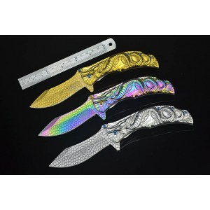 440C Stainless Steel Blade Metal Handle Color Titanium Finsih Liner Lock Pocket Knife5166