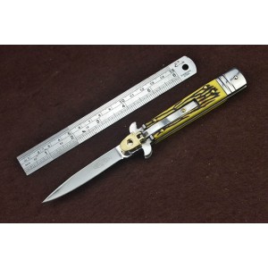 MTech.440 Stainless Steel Blade Metal Bbolster Roasted Bone Handle Pocket Knife5157