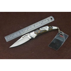 Columbia.3Cr13Mov Steel Blade Metal Bolster Resin Handle Safety Lock Pocket Knife4928