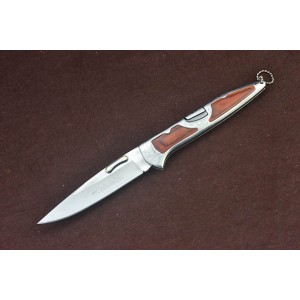 Columbia.3Cr13Mov Steel Blade Laser Engraved Bolster Wood Handle Hunting Pocket Knife4924