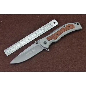 FOX.3Cr13Mov Steel Blade Metal Bolster Wood Inlay Handle Titanium Finish Lliner Lock Pocket Knife4830
