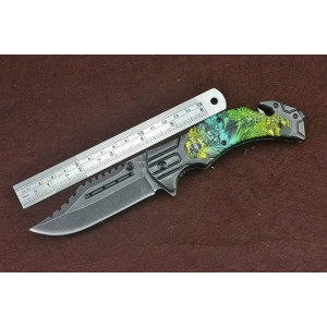 440 Stainless Steel Blade Aluminum Coated Handle Stonewash Finish Liner Lock Pocket Knife4865