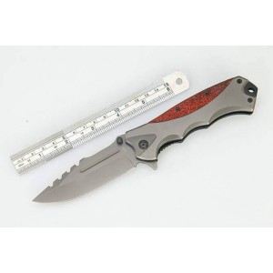 Browning.3Cr13Mov Steel Blade Metal Bolster Wood Inlay Handle Grey Titanium Finish Liner Lock Pocket Knife4808