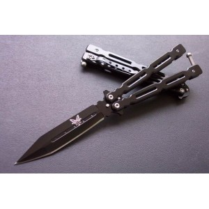 Benchmade.440 Stainless Steel Blade Metal Handle Black Finish Balisong Knife0821