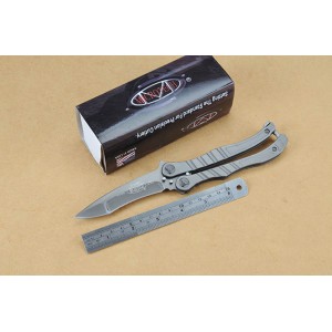 Mtech.440C Stainless Steel Blade Metal Handle Titanium Finish Balisong Knife4361