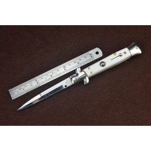 Maffia.440 Stainless Steel Blade Metal Bolster Acrylic Handle Mirror Finish Liner Lock Pocket Knife5074