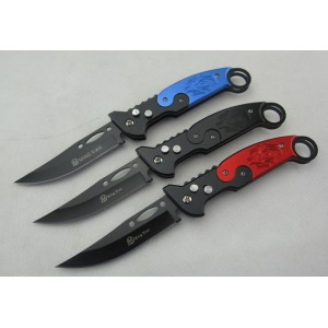 420 Stainless Steel Blade Aluminum Handle Black Finish Pocket Knife2333