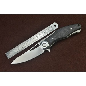 Bear Head.D2 Steel Blade Metal Handle Satin Finish Liner Lock Pocket Knife5083