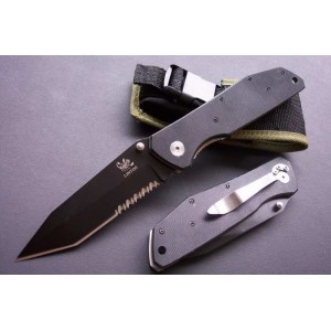 440 Stainless Steel Blade G10 Handle Titanium Finish Liner Lock Pocket knife0567