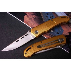 GB.420 Stainless Steel Blade Aluminum Handle Satin Finish Liner Lock Pocket Knife0101