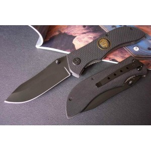ColdSteel.440 Stainless Steel Blade G10 Handle Black Titanium Finish Liner Lock Pocket Knife0727