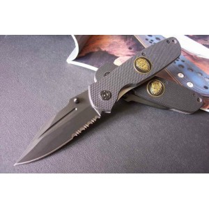 ColdSteel.440 Stainless Steel Blade G10 Handle Black Titanium Finish Liner Lock Pocket Knife0726