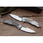 VG10 Damascus Blade Titanium Handle Damascus Finish Folding Blade Knife Pocket Knife5925