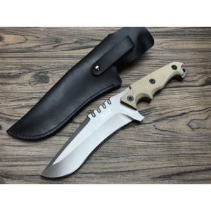 9Cr18MoV Steel Blade G10 Handle Titanium Finish Fixed Blade Tactical Knife5728