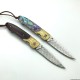 Damascus Steel Blade Wood Handle Shell Handle Folding Pocket Knife Spring Assisted